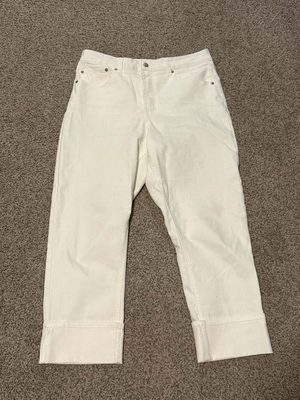 Frye White Cuffed Denim Jeans Size 30